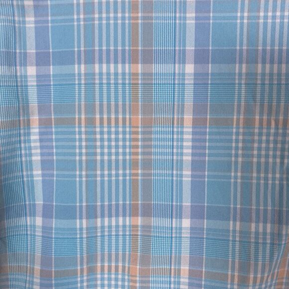 Peter Millar Mens Summer Comfort Plaid Shirt Long Sleeve Size Medium Light Blue - Picture 3 of 7